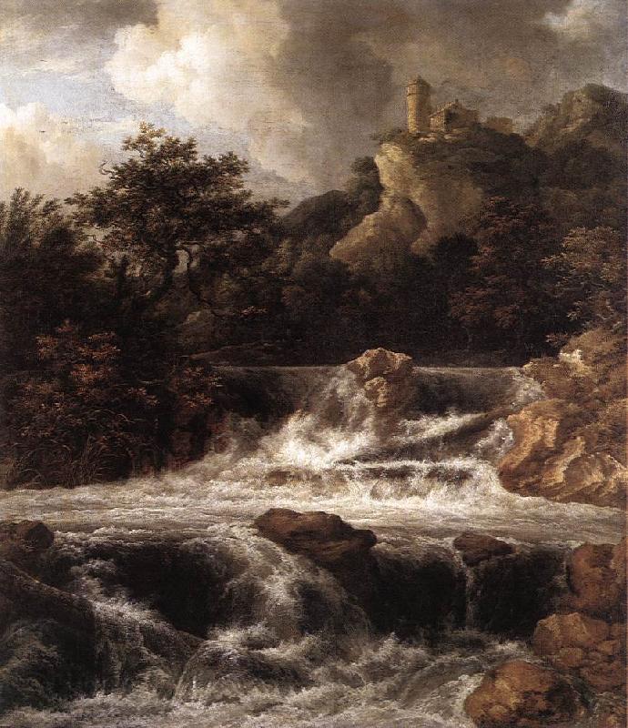 Jacob van Ruisdael Waterfall with Castle  Built on the Rock Spain oil painting art